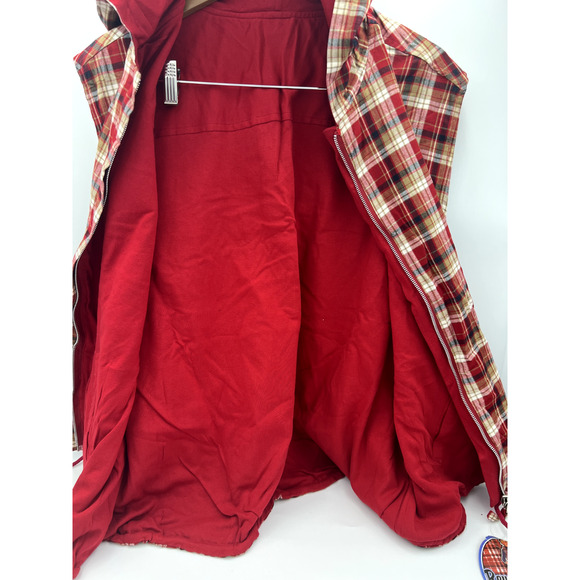 Women's Reversibles Hooded Red Plaid Zip Vest 3XL Sears New with Tags Old Stock - Picture 3 of 14